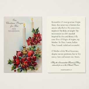 Jul Virgin Mary Memorare Prayer Poinsettia Visitkort