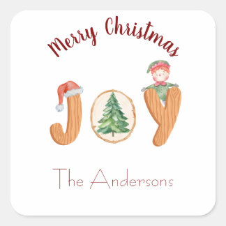 Jul - vit röd fyrkantigt klistermärke