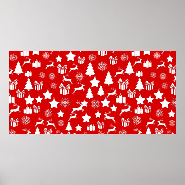 Jul vit snöflinga på abstrakt röd bakgrund poster (Framsidan)