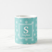 Jul vita snöflingor Turkos monogram