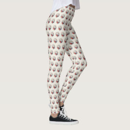 Jul Vitt Röda Blommor Högtider Elegant Leggings