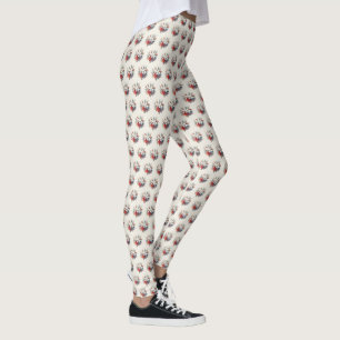 Jul Vitt Röda Blommor Högtider Elegant Leggings