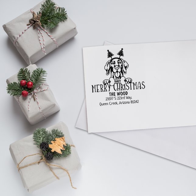 Jul Vizsla Hund Returadress Stämpel (Skapare uppladdad)