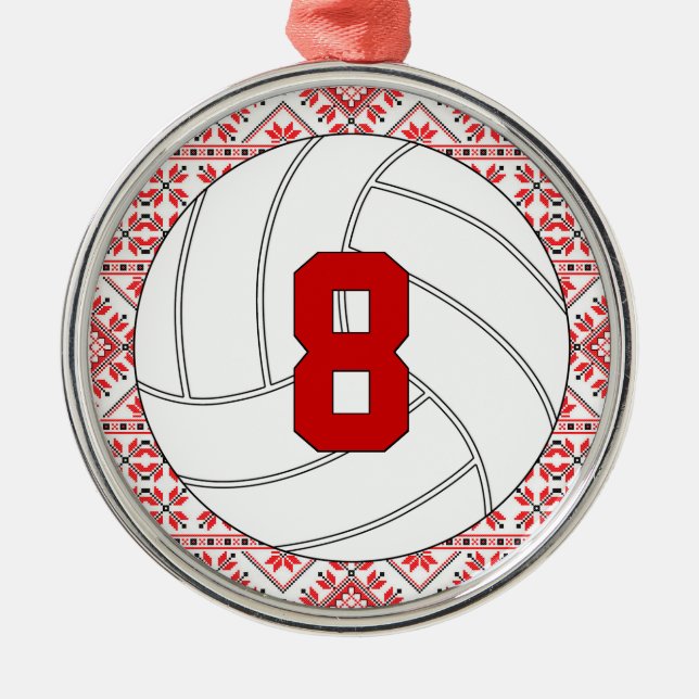 Jul Volleyball Player Jersey Number Anpassningsbar Julgransprydnad Metall (Framsidan)