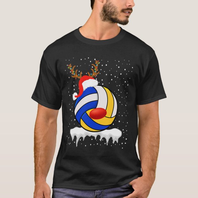 Jul Volleyball Santa Hat Reindeer Julafton Light T Shirt (Framsida)