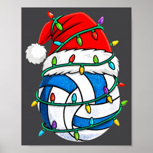 Jul Volleyboll Santa Hatt Ljus Srts Xmas Pajamas Poster