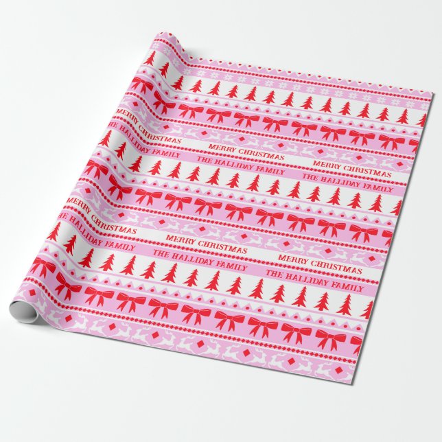 Jul: Vuxna familjen Namn Rosa & Red Presentpapper (Utrullad)