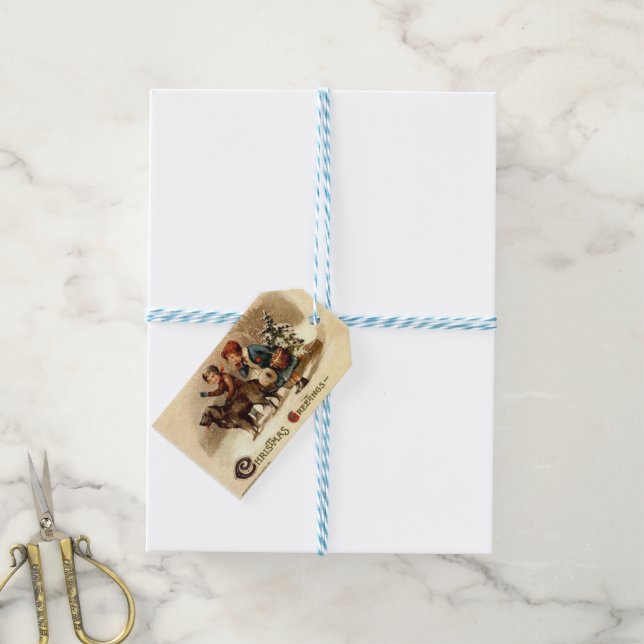 Jul Walk med Hund Presentetikett (Med Snöre)