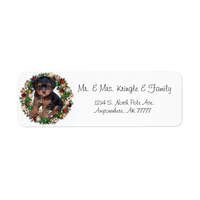 Jul WAN Yorkshire Terrier Gift Labels Returadress Etikett (Framsidan)