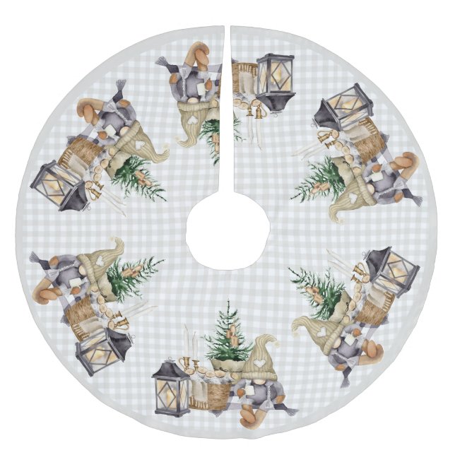 Jul Watercolor Farmhouse BOHO Gnomes Julgransmatta Borstad Polyester (Framsidan)