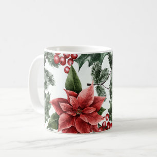 Jul Watercolor Poinsettia Mönster Kaffemugg