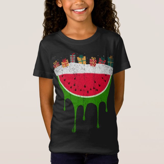 Jul Watermelon Sommar Tropical Fruit Christm T Shirt (Framsida)