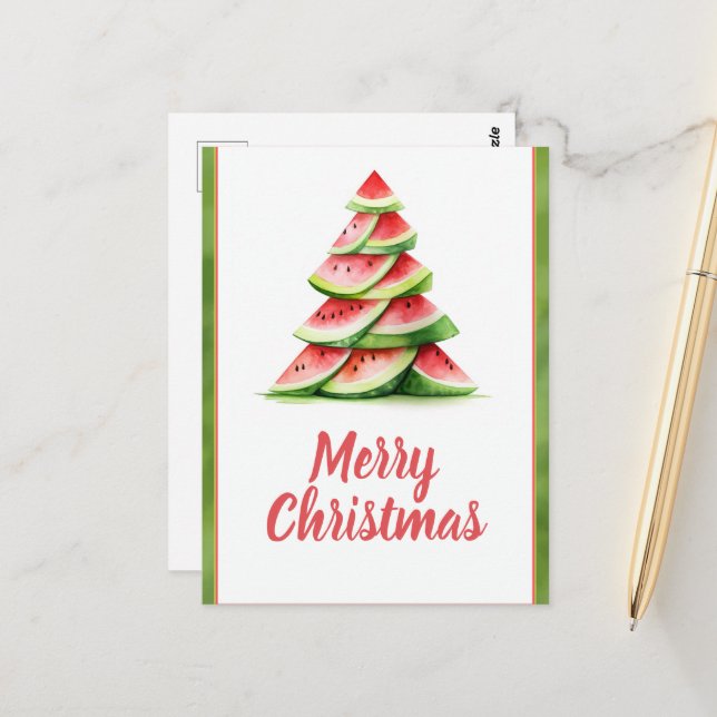 Jul Watermelon Träd Vykort (Fram/Back In Situ)