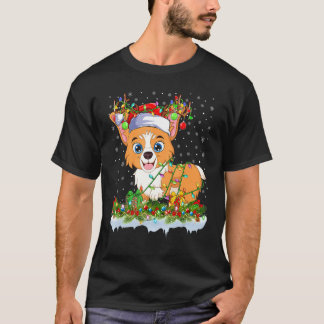 Jul Welsh Corgi Hund Julbelysning Tomte Ren T Shirt