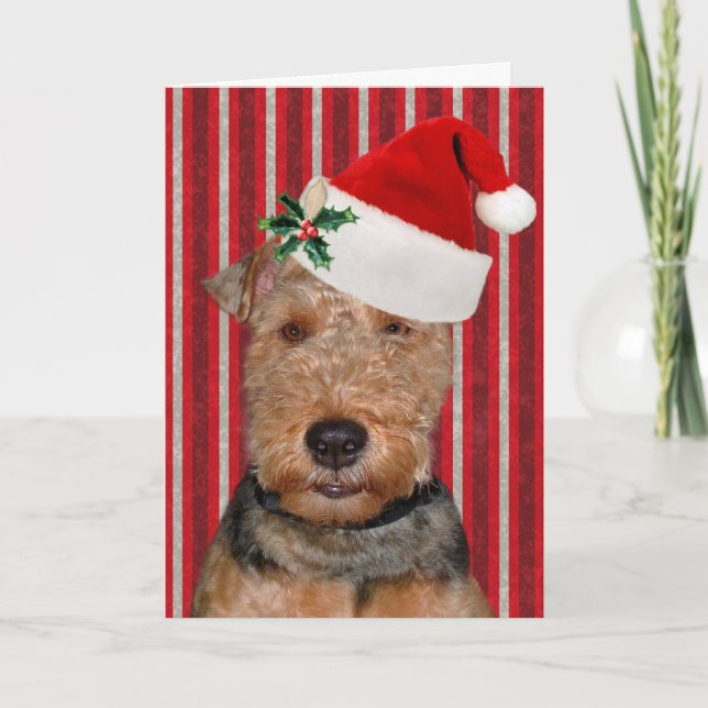 Jul Welsh Terrier med Hat Helgkort (Framsida)
