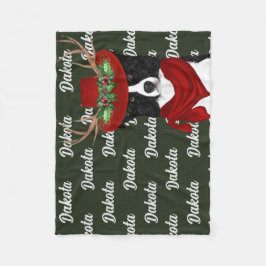 Jul Western Gräns-kollie med Hund Namn Fleecefilt