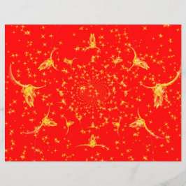 Jul Westerna Glitter Red Guld Girly Cow Skull