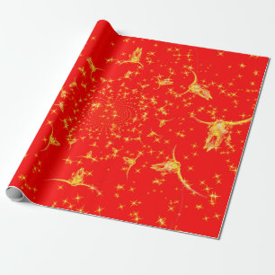 Jul Westerna Glitter Red Guld Girly Cow Skull Presentpapper