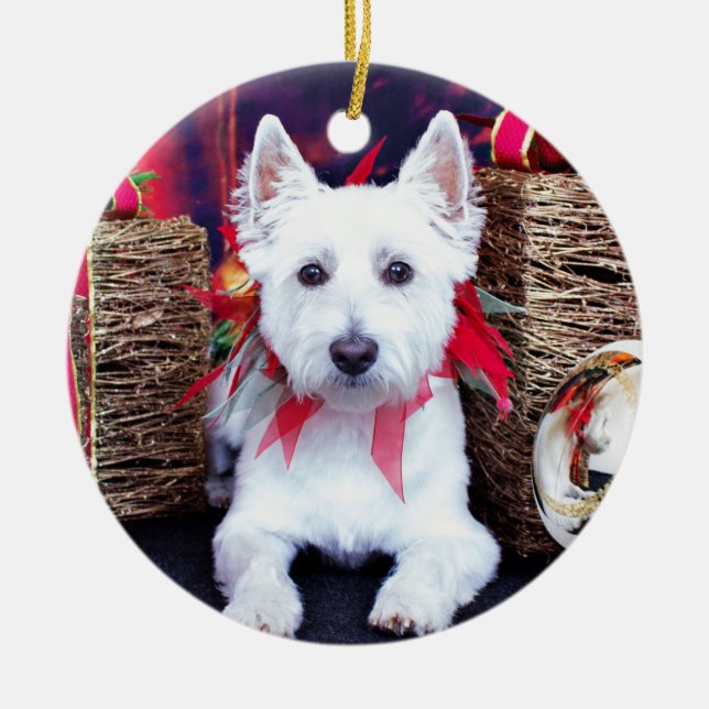 Jul - Westie - Bella Julgransprydnad Keramik (Framsidan)