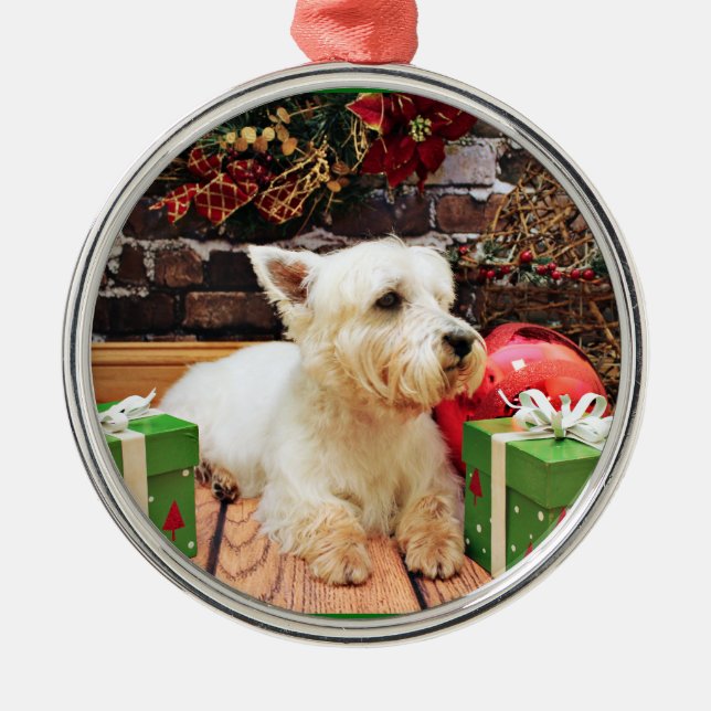 Jul - Westie - Callie Julgransprydnad Metall (Framsidan)