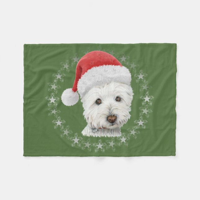 Jul Westie Hund Art Fleece Blanket (Framsidan (Horisontell))