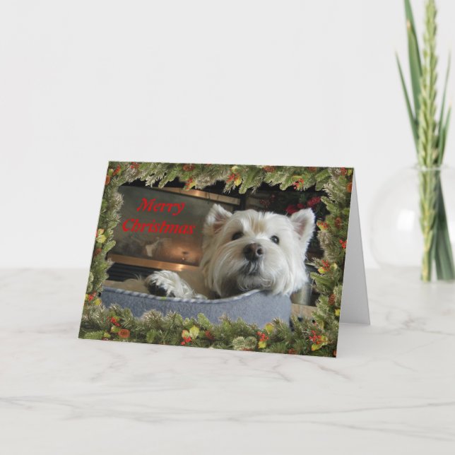 Jul Westie med kortet för girlandfotohälsning Helgkort (Framsida)
