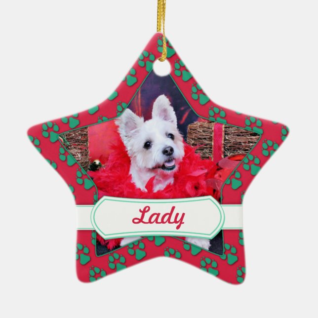 Jul - WestieJack - dam Julgransprydnad Keramik (Baksidan)