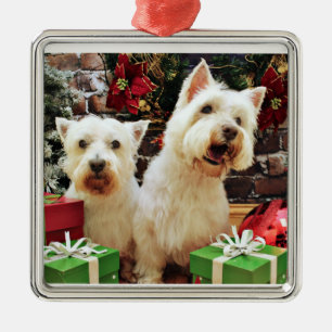 Jul - Westies - borggård och Callie Julgransprydnad Metall