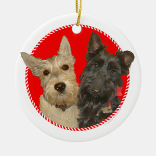 Jul Wheaten & Black Scotties Julgransprydnad Keramik