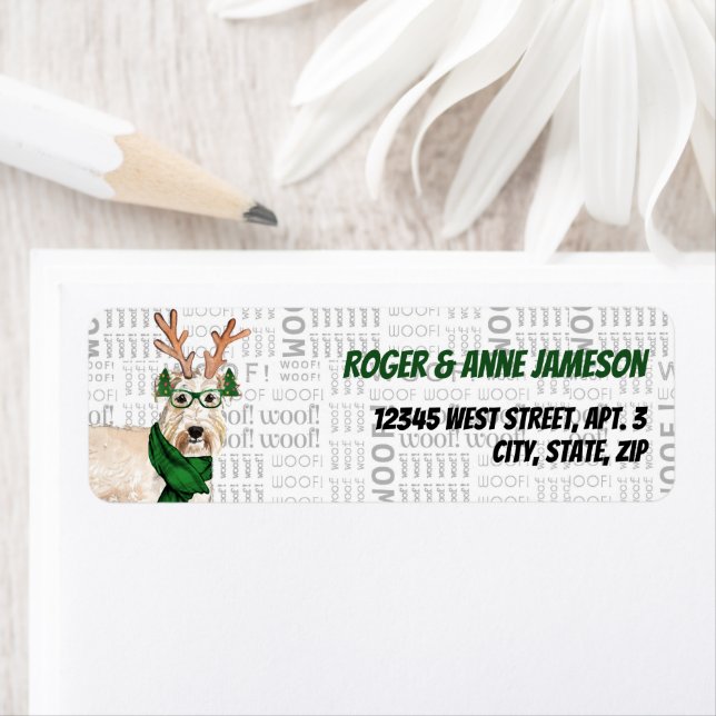 Jul Wheaten Terrier Hund älskare Adress Returadress Etikett (Insitu)