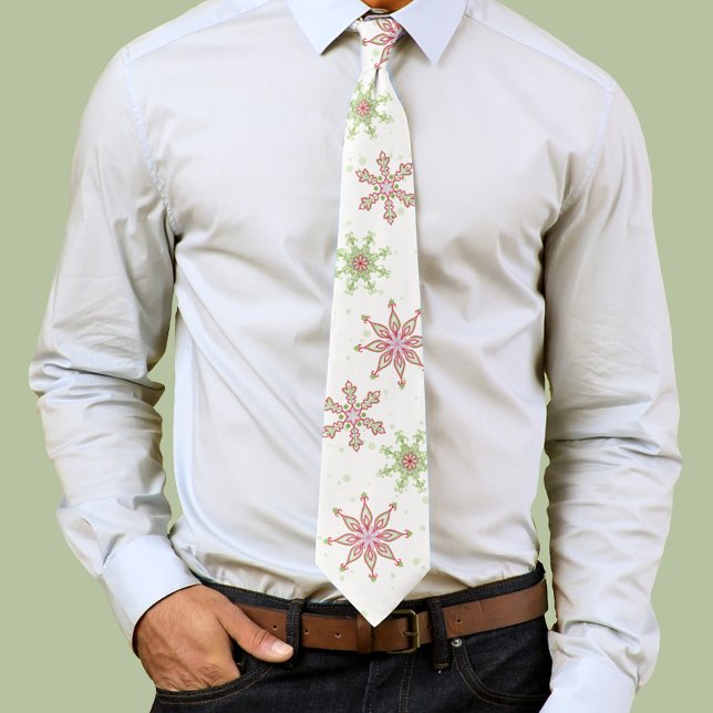 Jul Whimistisk Cute Colorful Snowflake Slips (Christmas festive colorful snowflakes holiday neck tie. )