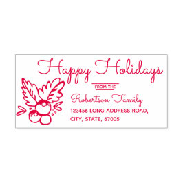 Jul Whimsical Hand plockade Holly Berries Självfärgande Stämpel