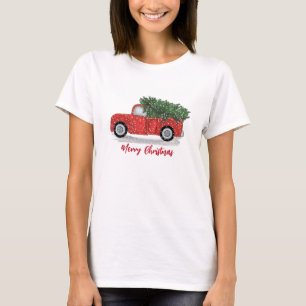 Jul Whimsik Calligraphy Rustic Red Lastbil T Shirt