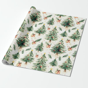Jul Whimsique Gräs Träd Mönster Presentpapper