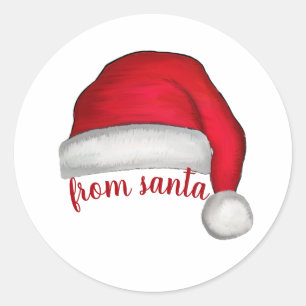 Jul Whimsisk Roligt Cute från Santa Hat Runt Klistermärke