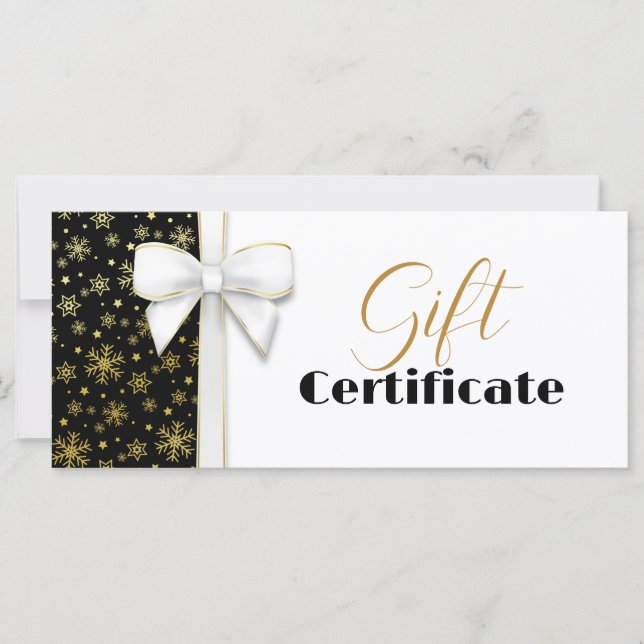Jul White Bow Black Luxury Guld Snöflingor (Framsida)