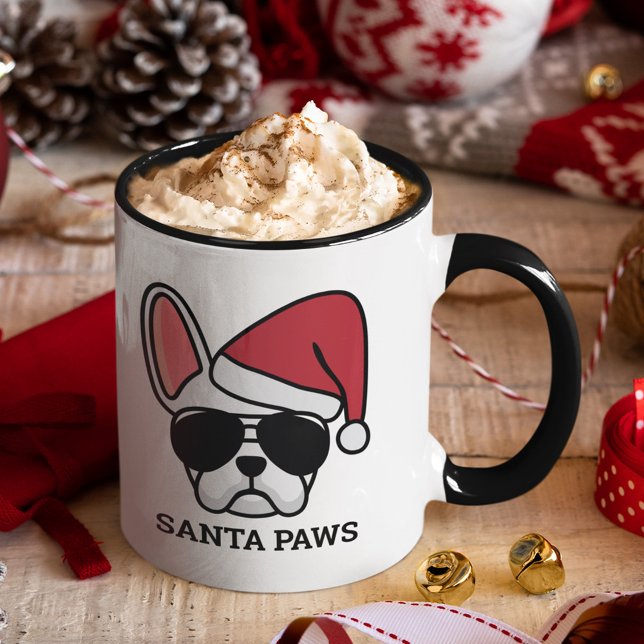 Jul White Fransk Bulldog Mugg (Skapare uppladdad)