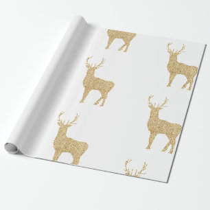 Jul White & Guld Reindeer Presentpapper