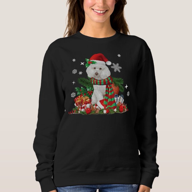 Jul White Pudel Hund T Shirt (Framsida)