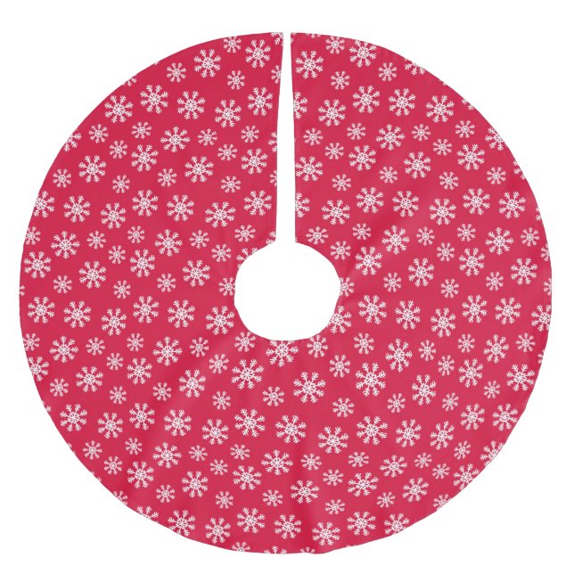 Jul White Snö om Cherry Red Julgransmatta Borstad Polyester (Framsidan)
