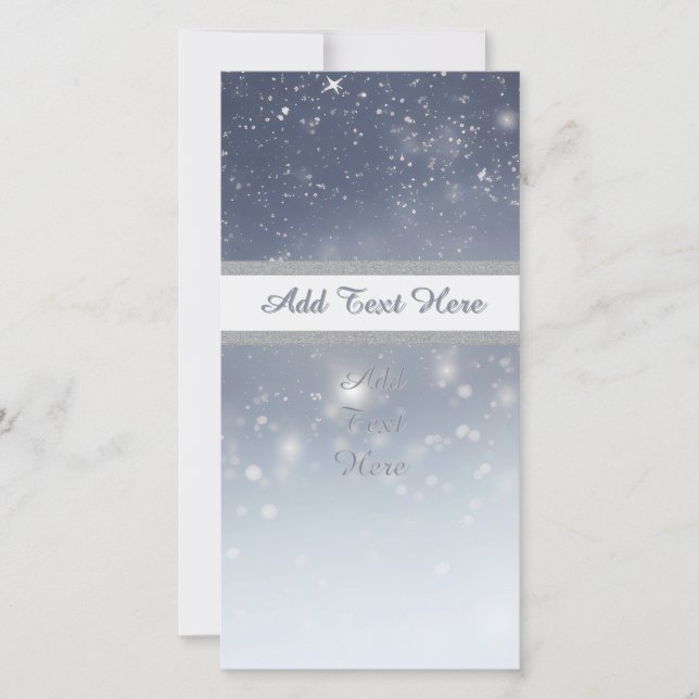 Jul White Snöflingor Julkort (Framsida)