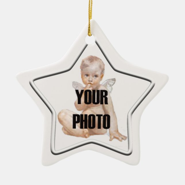 Jul White Star Photo Ram Ornament (Framsidan)
