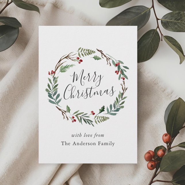 Jul Winter Berries Wandan God jul Julkort (Skapare uppladdad)