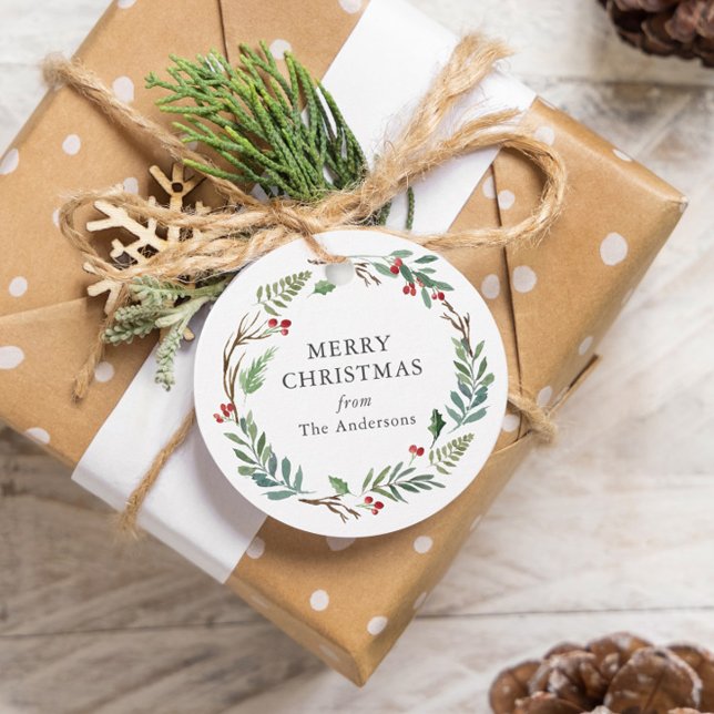 Jul Winter Berries Wandeans Anpassningsbar Family  Gåvor Etiketter (Skapare uppladdad)