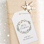 Jul Winter Berries Wandeans Anpassningsbar Family  Presentetikett<br><div class="desc">märkre för julklapp anpassningsbar-designad med elegant vattenfärgad julkrans med vintergröna och röda bär. Det finns även redigerbar namn och text i familjen.</div>