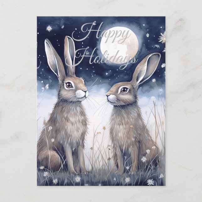 Jul Winter Hare Helg Vykort (Framsida)