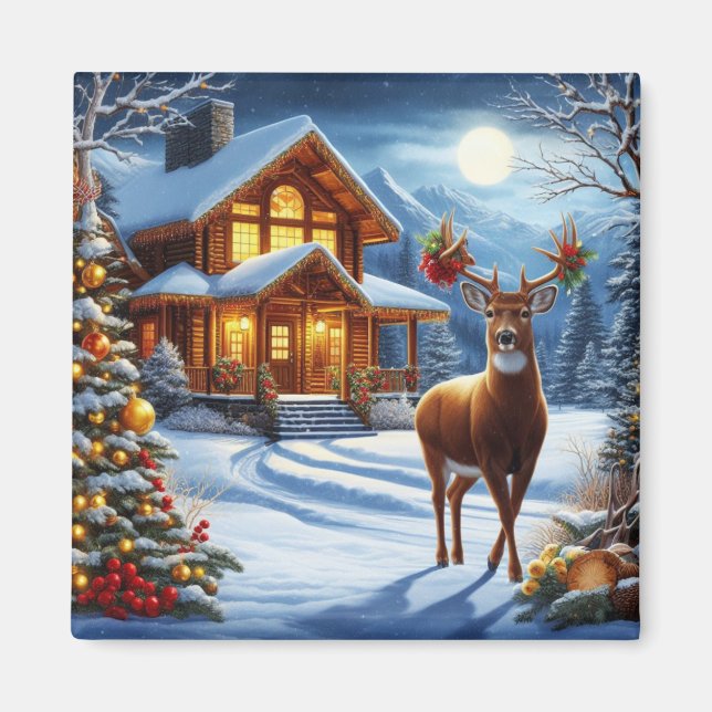 Jul/Winter Hjort Lodge Magnet (Framsidan)
