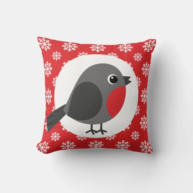 Jul/Winter Robin Snöflingor Red Kudde (Framsida)
