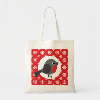 Jul/Winter Robin Snöflingor Red Tygkasse