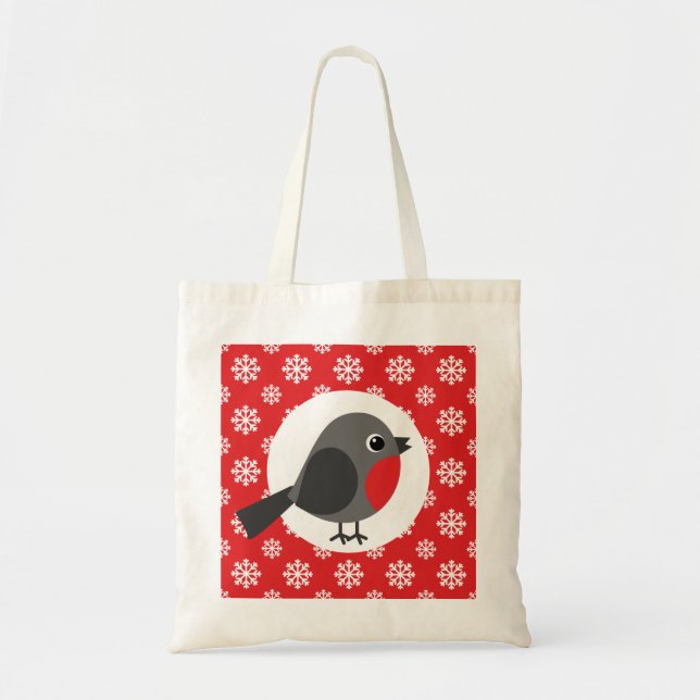 Jul/Winter Robin Snöflingor Red Tygkasse (Framsidan)